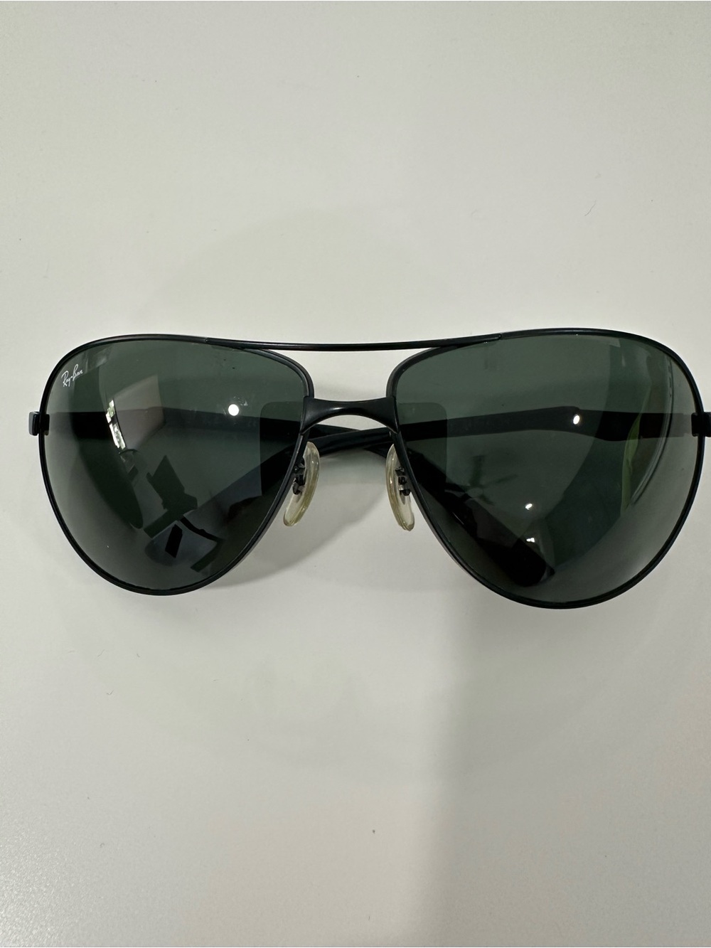Ray-Ban Black Frame Sunglasses with Dark Green Lenses